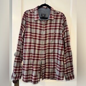 G.H.Bass Men's Plaid Flannel Button-Up Shirt XL in Red and Gray